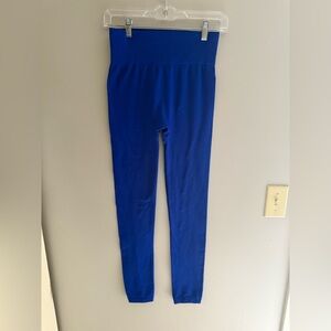 New Mix Fleece Lined Base Layer Leggings Womens SZ S Royal Blue Stretch Outdoor